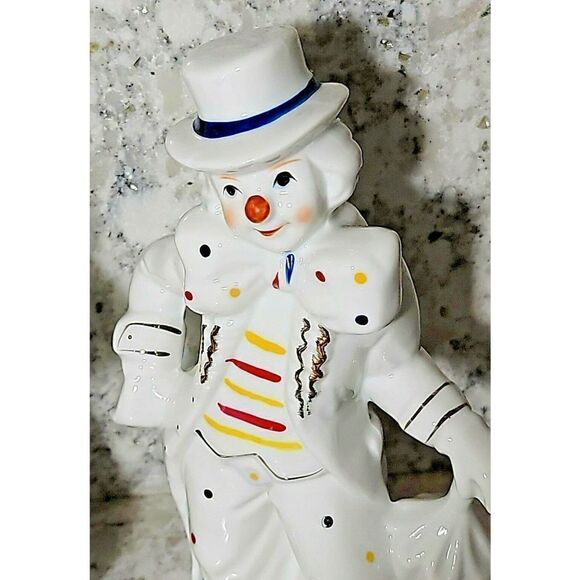 Sophia Ann Ceramic Collectable Clowns Vintage Set of 2 White Happy 7.5"-8" - Picture 3 of 6